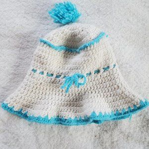 Vintage 1970's Hand Made Winter Knit Boho Hat, Sz S/M